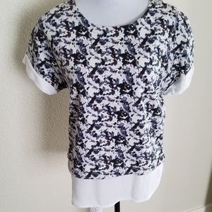 Andrew Marc Abstract Camo Print Top